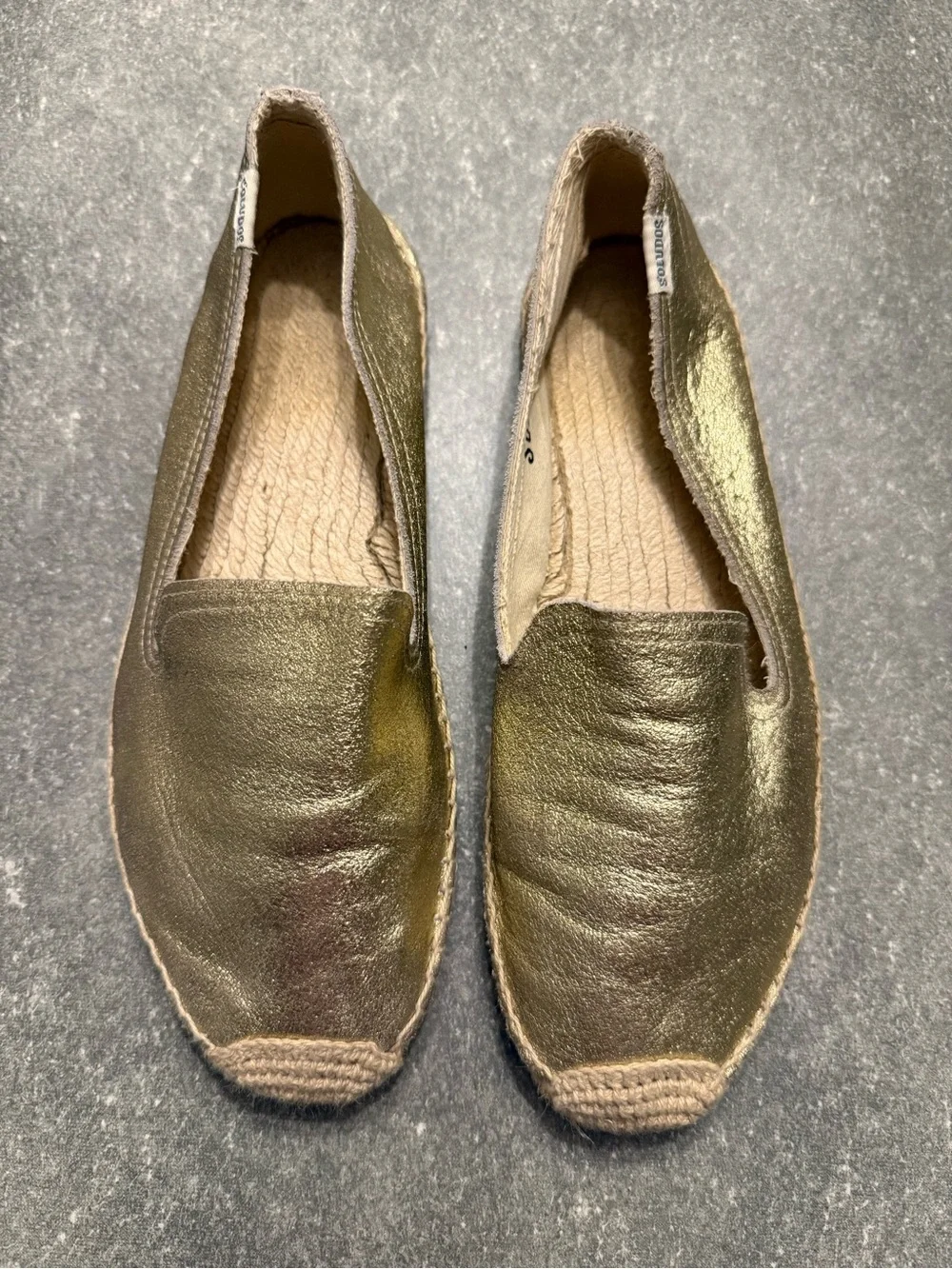 Women’s Soludos Gold Metallic Canvas Espadrille Slip-On Flats Size 8